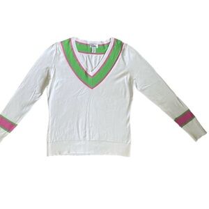 Vintage Lilly Pulitzer Varsity V-Neck Sweater, M